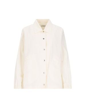 Jil Sander Logo Single-Breasted Jacket - White