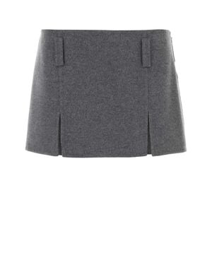 Miu Miu Wool Blend Mini Skirt - Gray