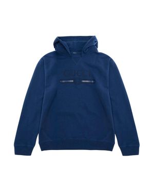 Gucci Boys Oversized Brushed Cotton Hoodie With Interlocking G Print - Blue