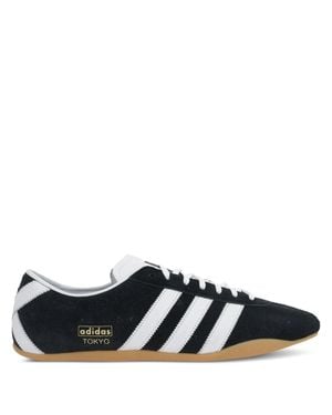 adidas Lace-Up Suede Sneakers With Leather Lining - Black