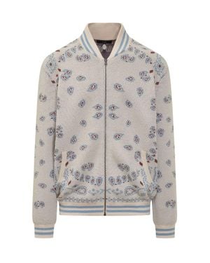 Alanui Mini Bomber Piquet Bandana Jacket - Gray