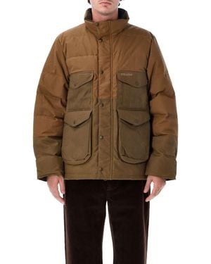 Filson Hooded Puffer Jacket With Patch Pockets - Brown