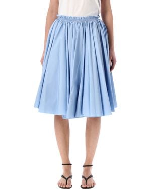 Ami Paris Cotton Midi Corolla Skirt - Blue