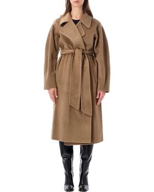 Soeur Belted Wrap Coat - Natural