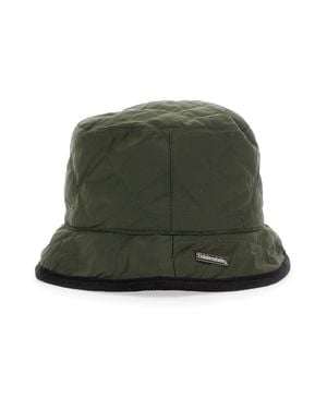 Barbour Reversible Quilted Hat With Pockets And Decorative Patches - Green