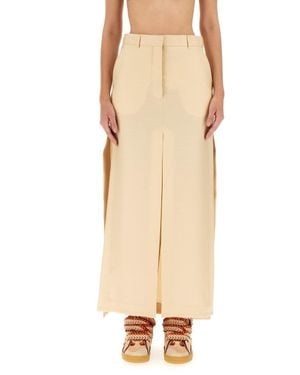 Lanvin Floor-Length Tailored Skirt With Concealed Closure - Natural