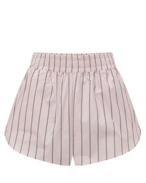 A PAPER KID Mini Cotton Striped Shorts With Elastic Waistband - Pink