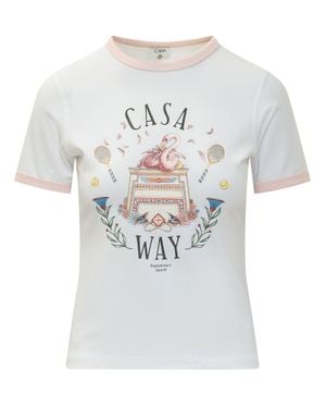 CASABLANCA Longline Ringer Tee For The Modern Closet - White