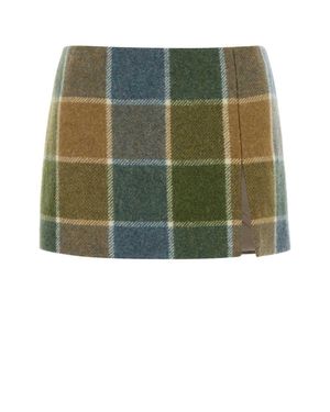 Miu Miu Embroidered Wool Mini Skirt - Green