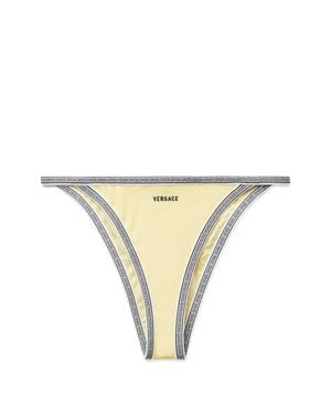 Versace Logo-Embroidered Bikini Bottoms - Natural