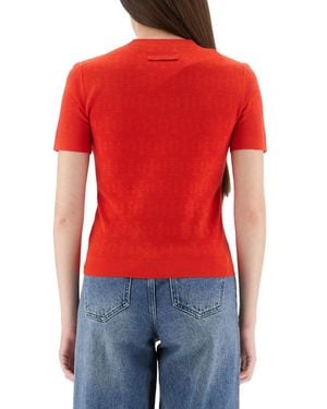 Tory Burch T-Monogram Viscose Blend Top - Red