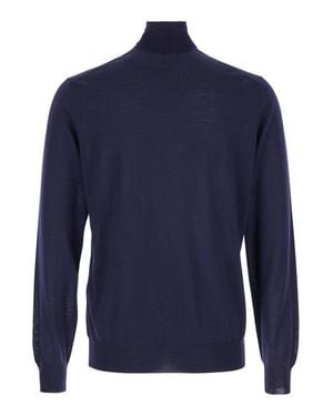 Le Plain Ribbed Turtleneck Sweater - Blue