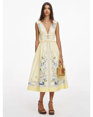 Self-Portrait Linen Mini Shorts With Hidden Zip Closure - White