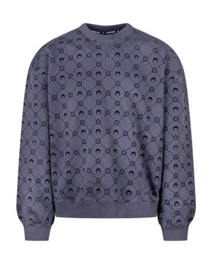 Marine Serre All-Over Logo Printed Sweatshirt - Blue
