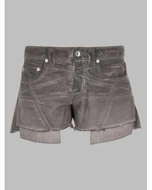 Rick Owens Patchwork Denim Shorts - Gray