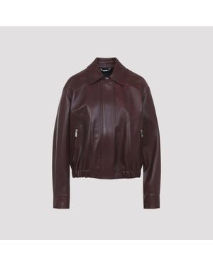 Versace Bufalo Leather Blouson - Brown