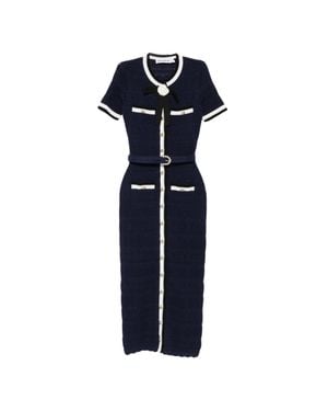Self-Portrait Button-Front Knit Midi Dress - Blue