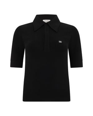 Celine Short Sleeve Cotton Polo - Black