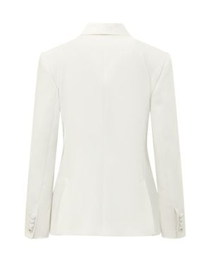 Max Mara Pianoforte Mini Jacket With Revers And Pockets - White
