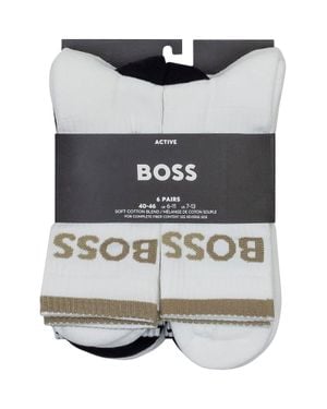 BOSS 6-Pack Striped Cotton-Blend Dress Socks - White