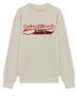 Autry Cotton Crewneck Sweatshirt With Front Print And Ribbed Trims - Gray