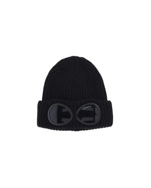 C.P. Company C. P. Company 100% Wool Cap With Signature Garment-Dyed Finish - Black
