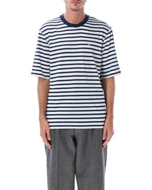 Ami Paris Striped Cotton T-Shirt - Blue