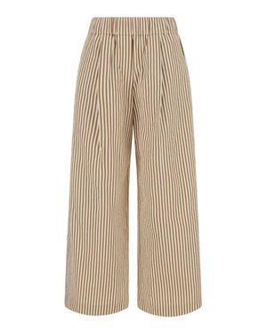 Brunello Cucinelli Cotton & Nylon Pants - Natural