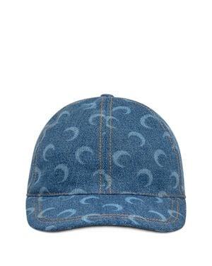 Marine Serre Adjustable Cotton Lined Bucket Hat With Logo Detail - Blue