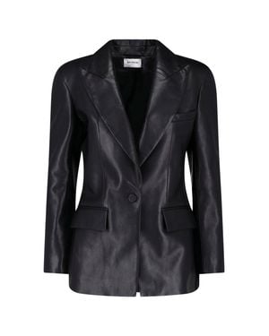 Balmain Leather Blazer Jacket - Black