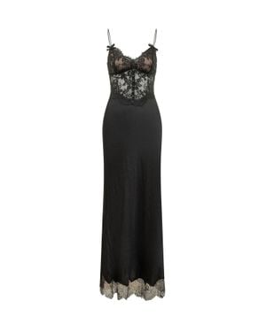 Self-Portrait Satin Lace Midi Dress - Black