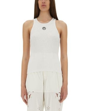 Marine Serre Moon Logo Cotton Top - White