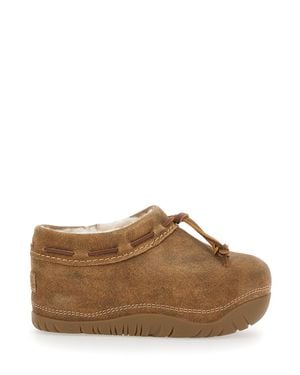 UGG Bucked Clog Ankle Boot With Rubber Sole & Faux Fur Lining - Brown