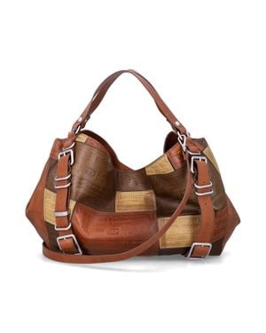 DIESEL Patchwork Leather Shoulder Bag - Brown