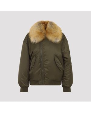 Saint Laurent Shearling Bomber - Green