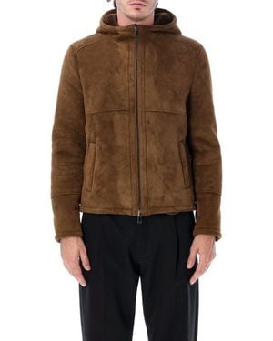 S.W.O.R.D Mini Minimalist Eco-Shearling Hooded Jacket - Brown
