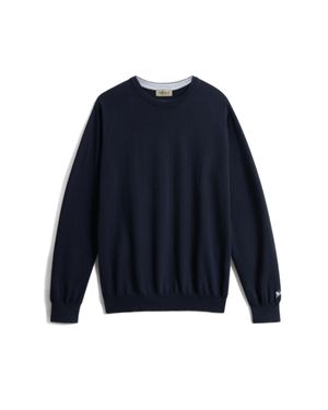 Woolrich Logo Cotton Crew Neck T-Shirt - Blue