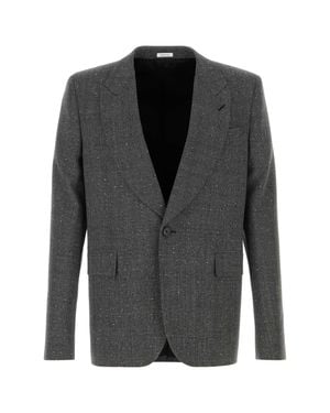 McQueen Embroidered Glencheck Blazer - Black
