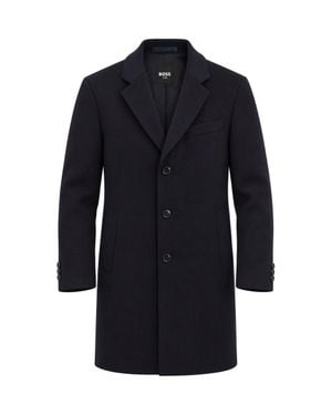 BOSS Tailored Single-Breasted Overcoat - Blue