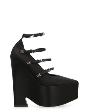 Versace Tempest Leather Platform Pumps - Black