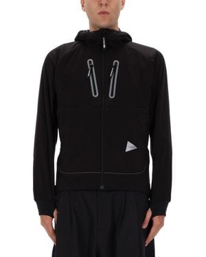 and wander Hooded Zip-Up Jacket - Black