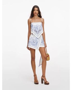 Self-Portrait Asymmetric Hem Mini Shorts - White