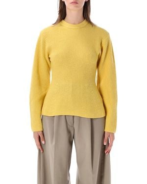 THE LATEST Ribbed Knit Mock Neck Sweater - Yellow
