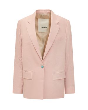 A PAPER KID Mini Linen Jacket With Single Reverse Button - Pink