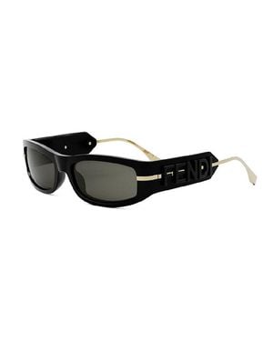Fendi Shiny Finish Smoke Lens Sunglasses - Black