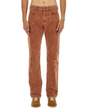 Isabel Marant Straight-Leg Corduroy Pants With Textured Finish - Brown