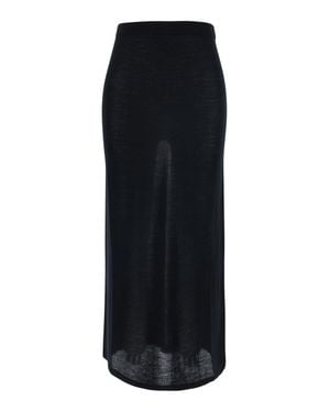Semicouture Angie Virgin Wool Midi Skirt With Elasticated Waist - Black