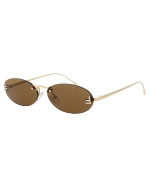 Fendi Oval Rimless Sunglasses With Crystal Accents - Black