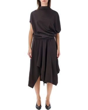 Lemaire Draped Asymmetric Midi Dress - Black