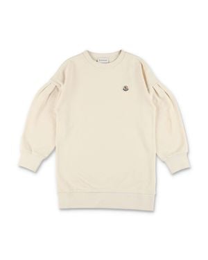 Moncler Mini Dress With Pleated Sleeves For Girls - White